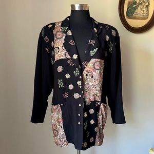 Vintage 1980s crepe patchwork jacket - Platinum by Dorothy Schoelen